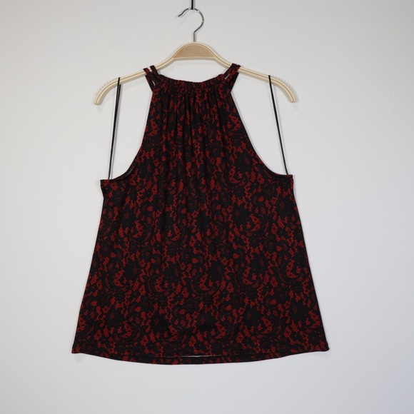 Michael Kors Women's Spaghetti‎ Straps Elastic Neck Floral Top Black/Red Size S - Picture 4 of 8